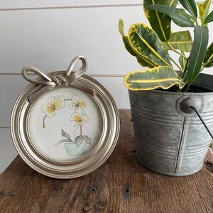 Original watercolor orchid in 4x4 frame